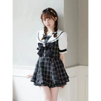 Plaid Lace Patchwork Fairy Grunge Mini Dress - All Dresses - Mini Dress - 1