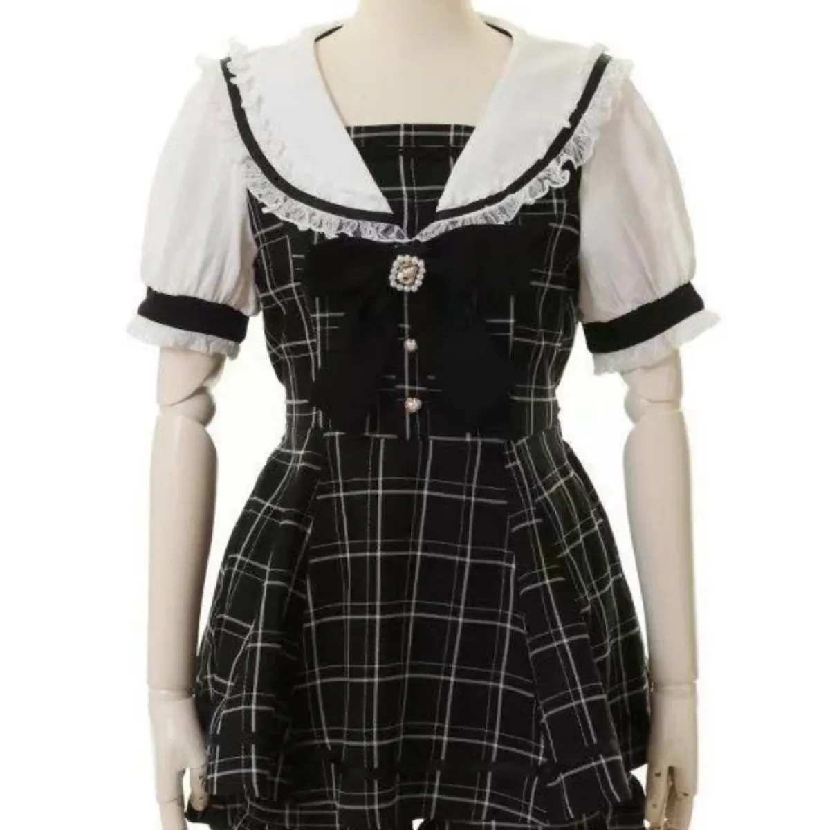 Plaid Lace Fairy Grunge Mini Dress With Bow – Kawaii Stop