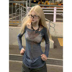 Sheer Skeleton Print Harajuku Top – Fairy Grunge Y2K Slim Fit - T-Shirts - T-Shirts - 5