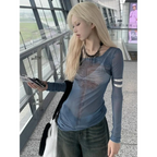 Sheer Skeleton Print Harajuku Top – Fairy Grunge Y2K Slim Fit - T-Shirts - T-Shirts - 3