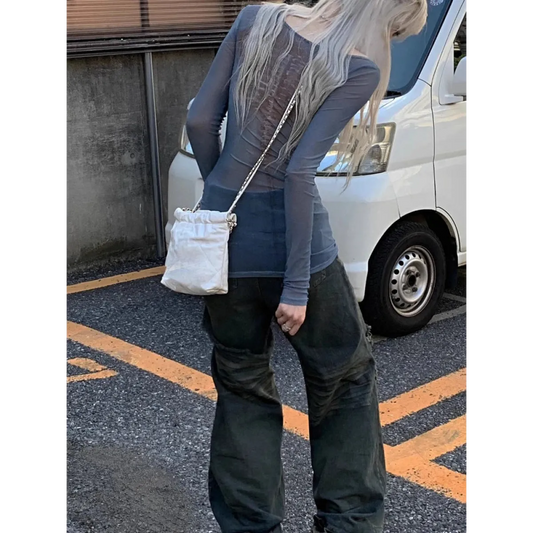 Sheer Skeleton Print Harajuku Top – Fairy Grunge Y2K Slim Fit - T-Shirts - T-Shirts - 2