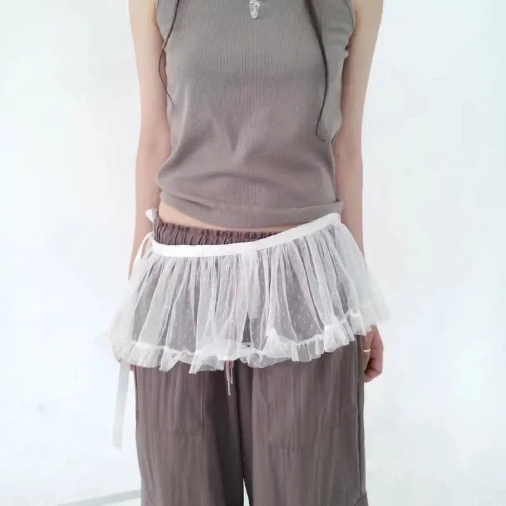 Fairy Kei Lace Ruffle Mini Skirt - Bottoms - Skirts - 1