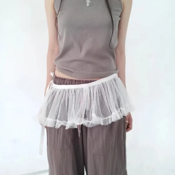 Fairy Kei Lace Ruffle Mini Skirt - Bottoms - Skirts - 1