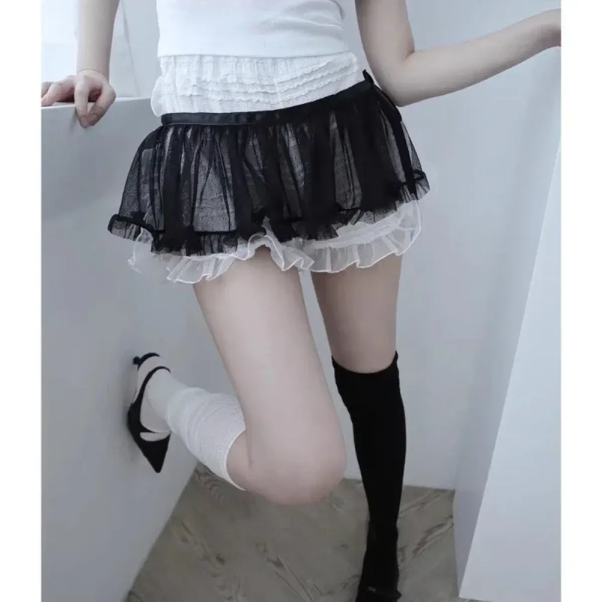 Fairy Kei Lace Ruffle Mini Skirt - Bottoms - Skirts - 5