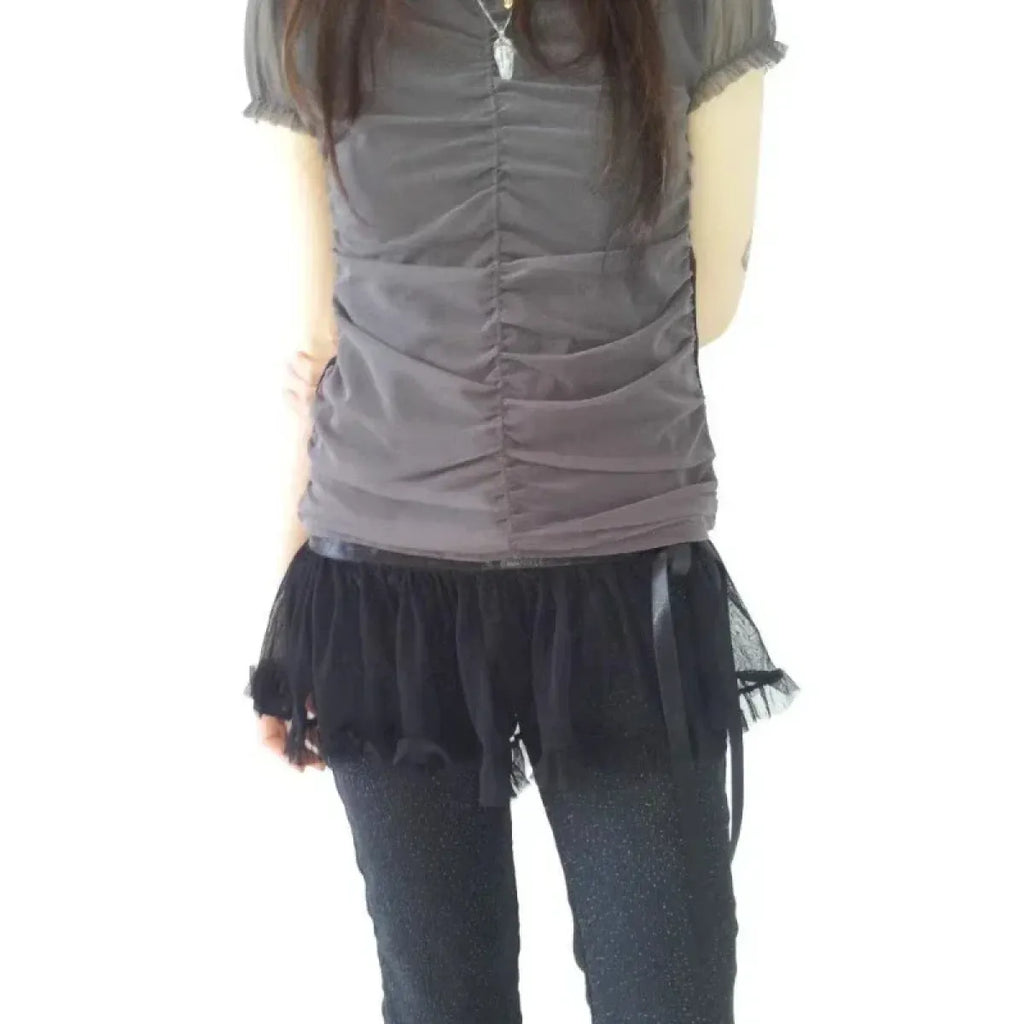 Fairy Kei Lace Ruffle Mini Skirt - Bottoms - Skirts - 6