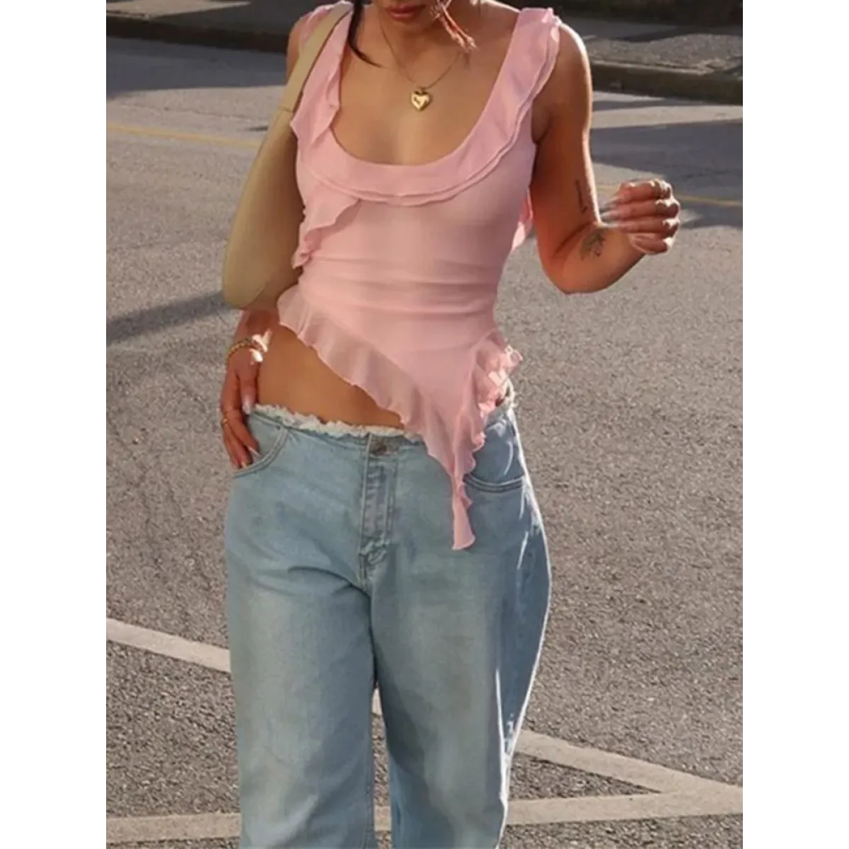 Fairy Kei Ruffle Irregular Camisole - Tops & Tees - cami tops - 1