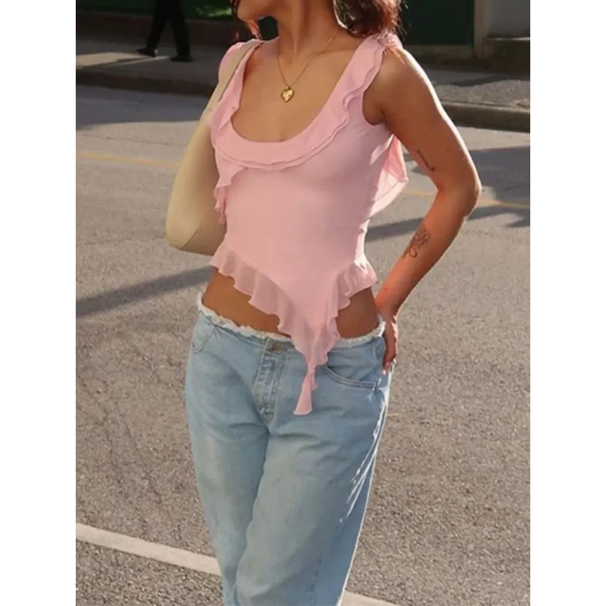 Fairy Kei Ruffle Irregular Camisole - Tops & Tees - cami tops - 2