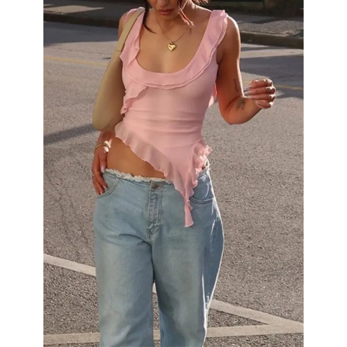 Fairy Kei Ruffle Irregular Camisole - Tops & Tees - cami tops - 8