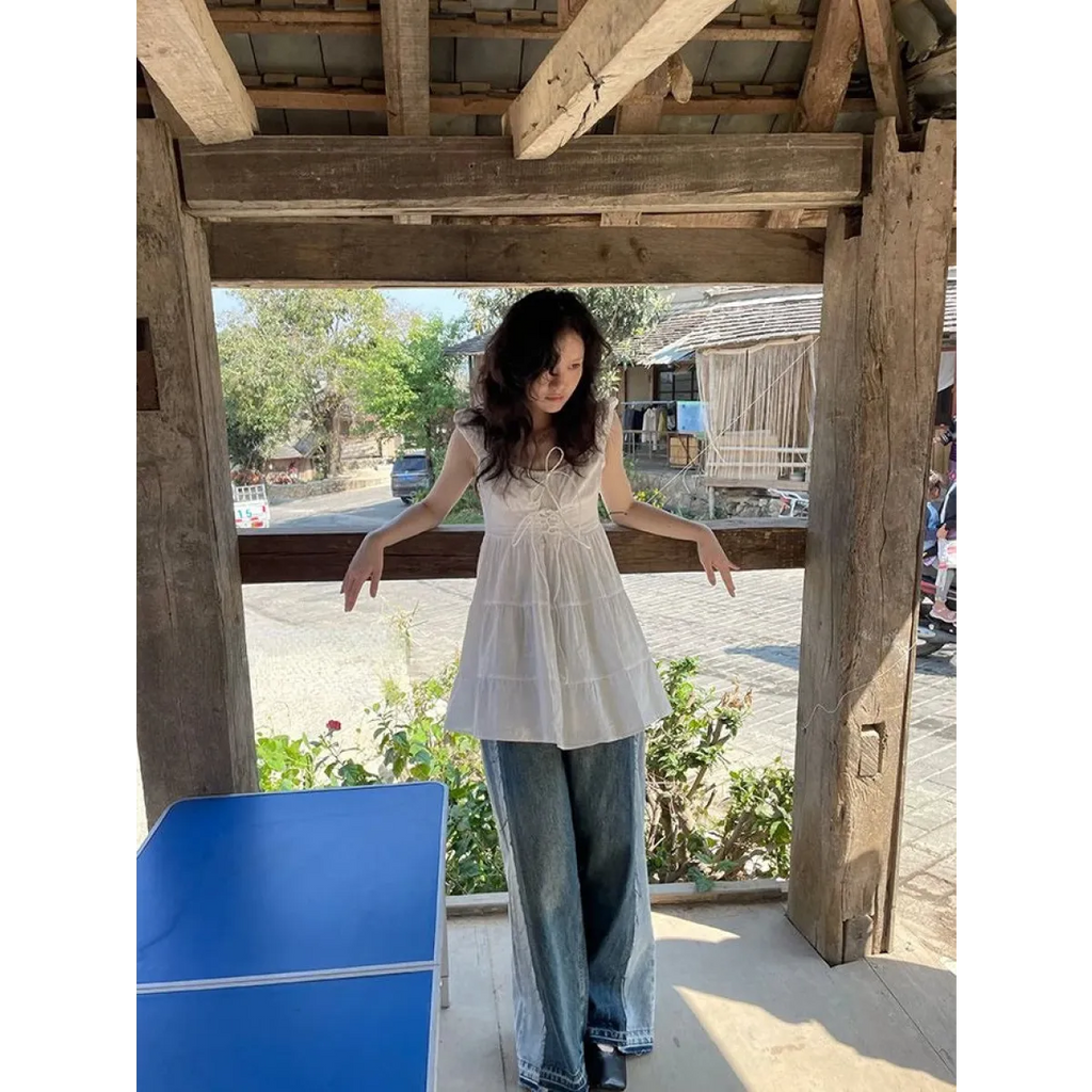 Fairy Kei Ruffle Tie Dress - All Dresses - Sleeveless - Round - Dresses - 12