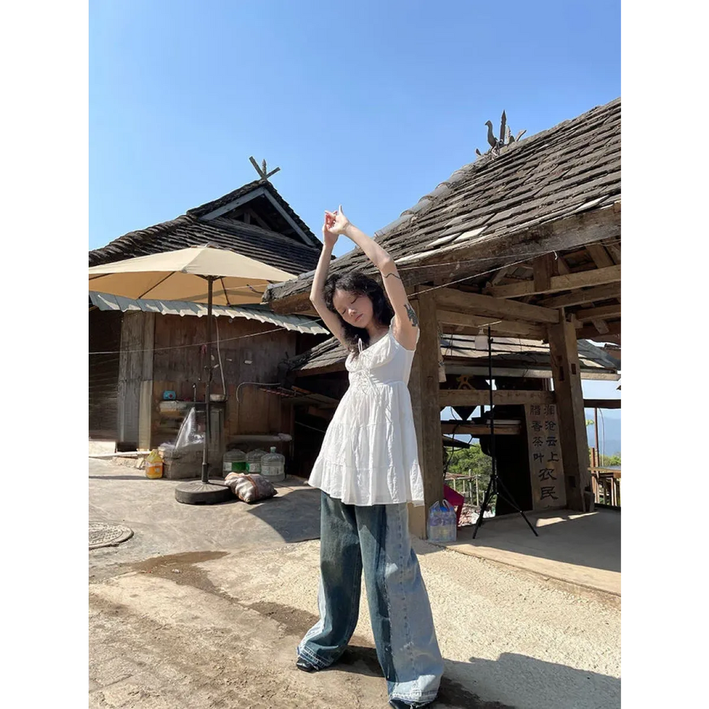 Fairy Kei Ruffle Tie Dress - All Dresses - Sleeveless - Round - Dresses - 13