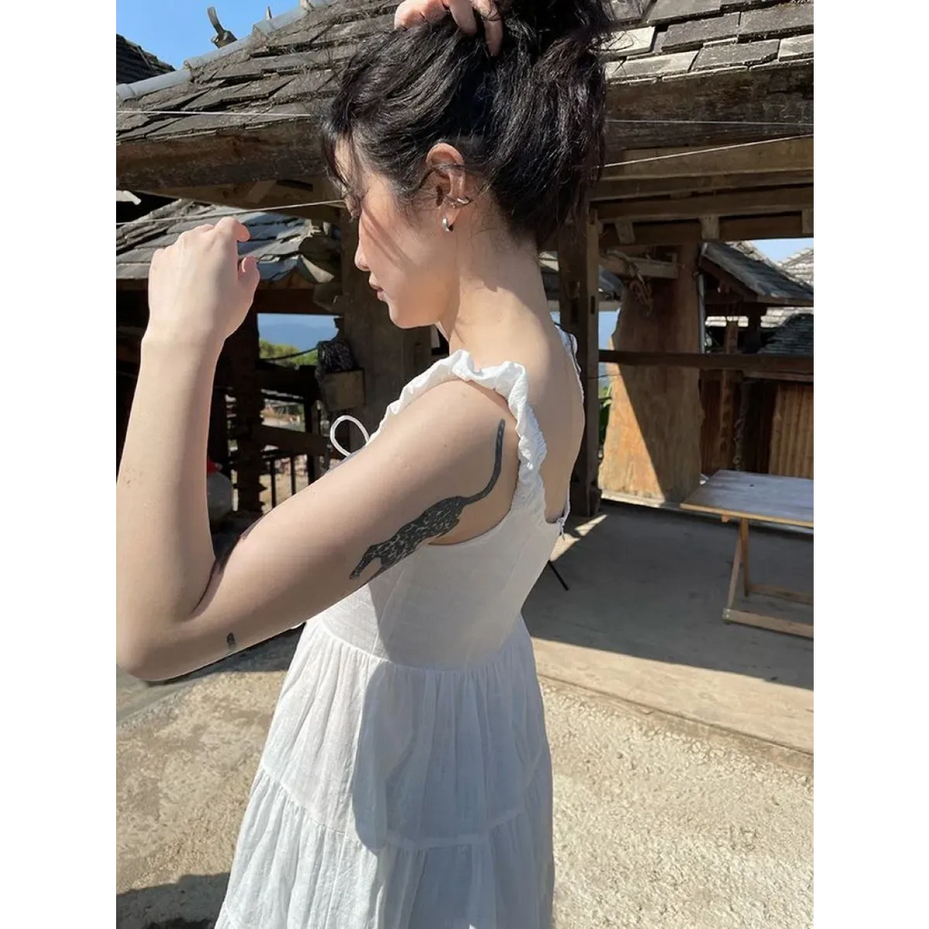 Fairy Kei Ruffle Tie Dress - All Dresses - Sleeveless - Round - Dresses - 14