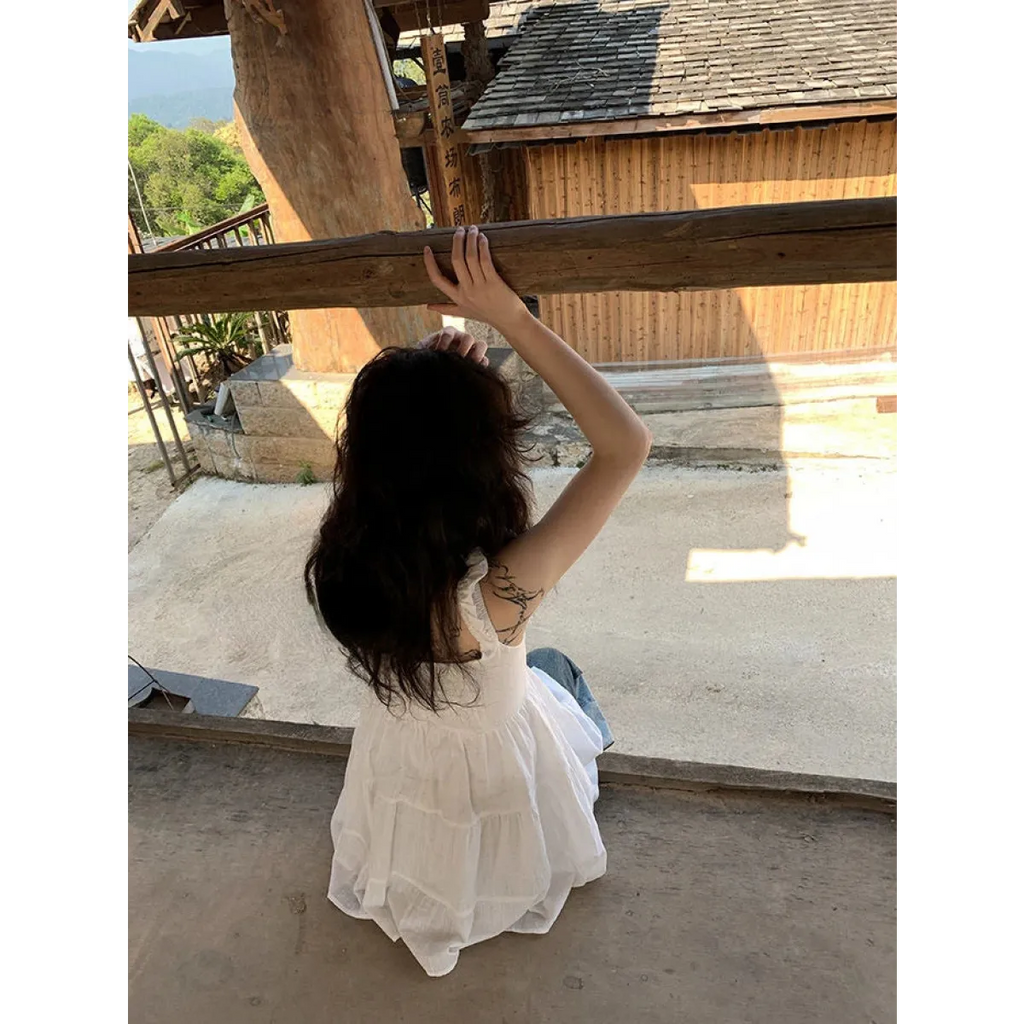 Fairy Kei Ruffle Tie Dress - All Dresses - Sleeveless - Round - Dresses - 18