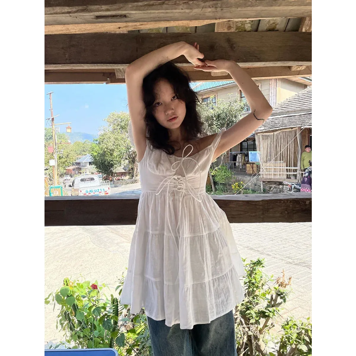 Fairy Kei Ruffle Tie Dress - All Dresses - Sleeveless - Round - Dresses - 7