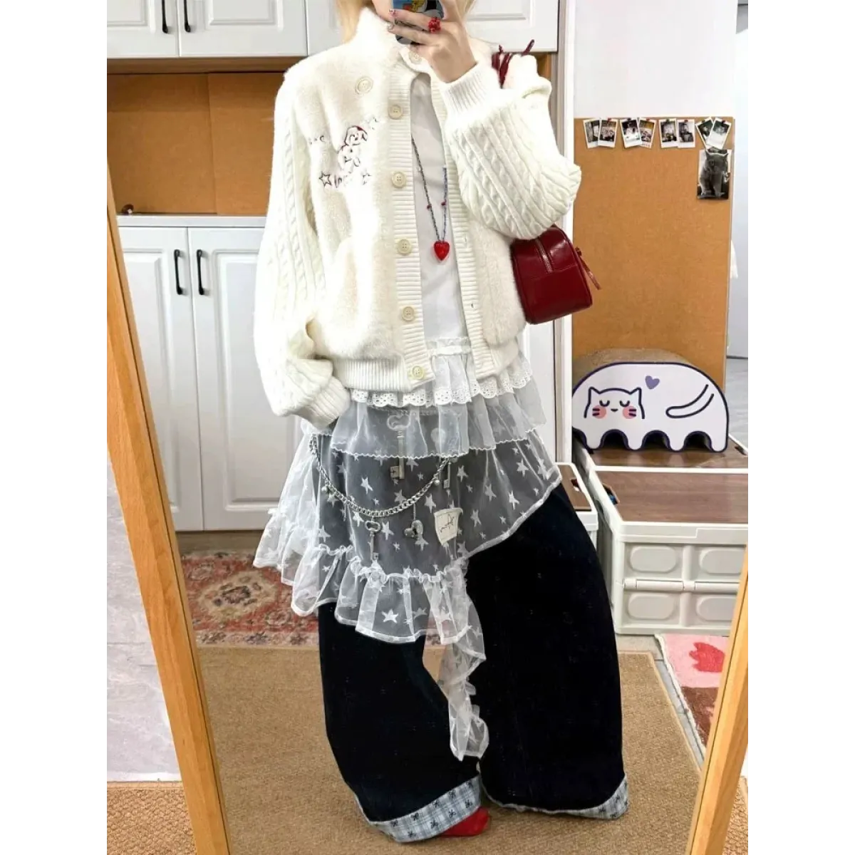 Fairy Kei Star Mesh Ruffle Skirt - Bottoms - Skirts - 1