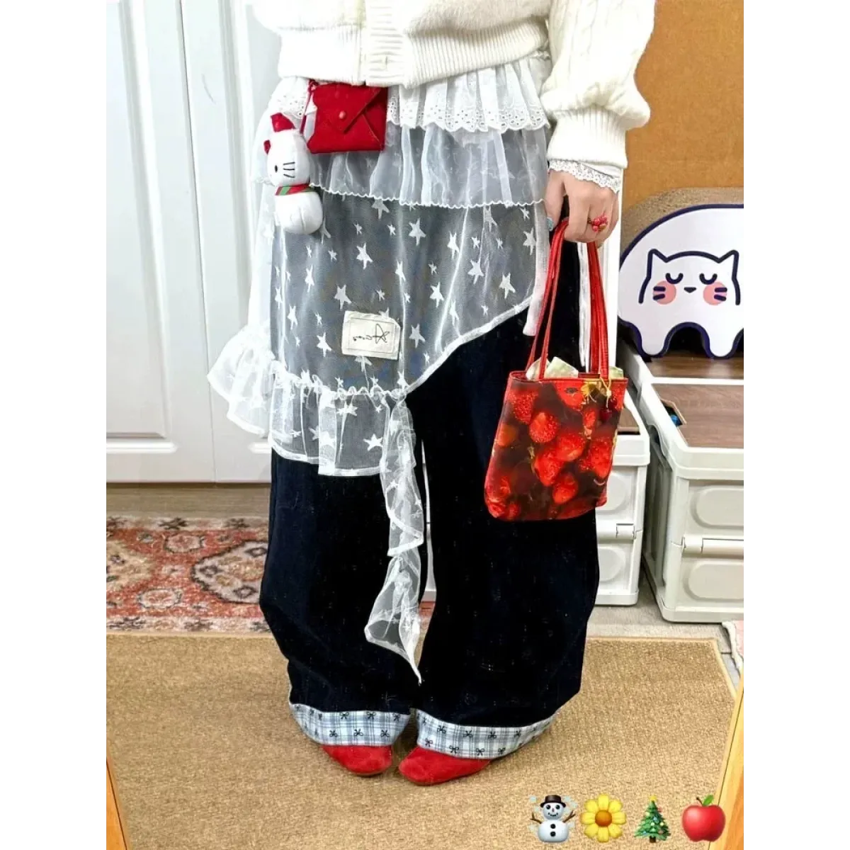 Fairy Kei Star Mesh Ruffle Skirt - Bottoms - Skirts - 3