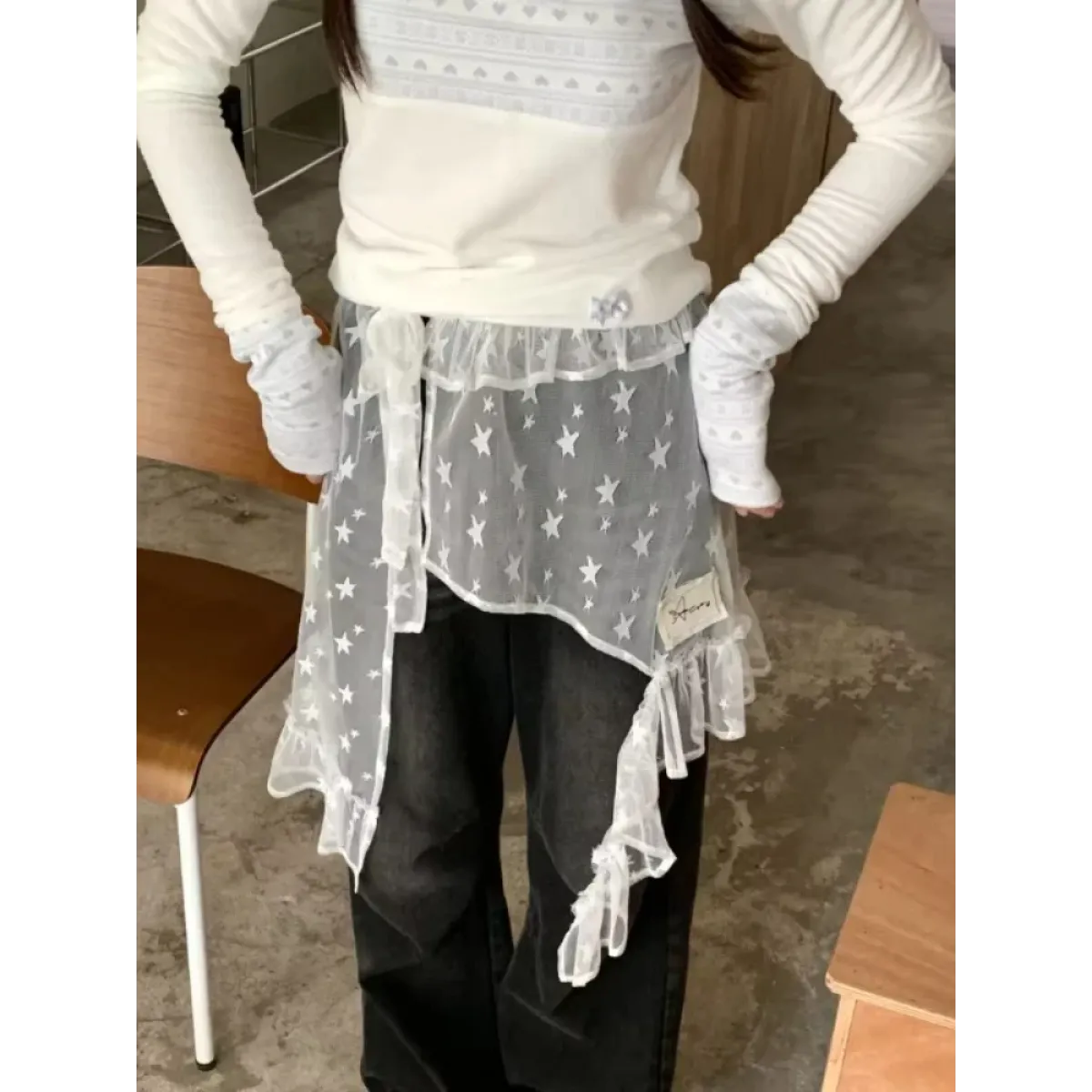 Fairy Kei Star Mesh Ruffle Skirt - Bottoms - Skirts - 4