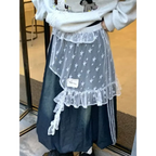 Fairy Kei Star Mesh Ruffle Skirt - Bottoms - Skirts - 5