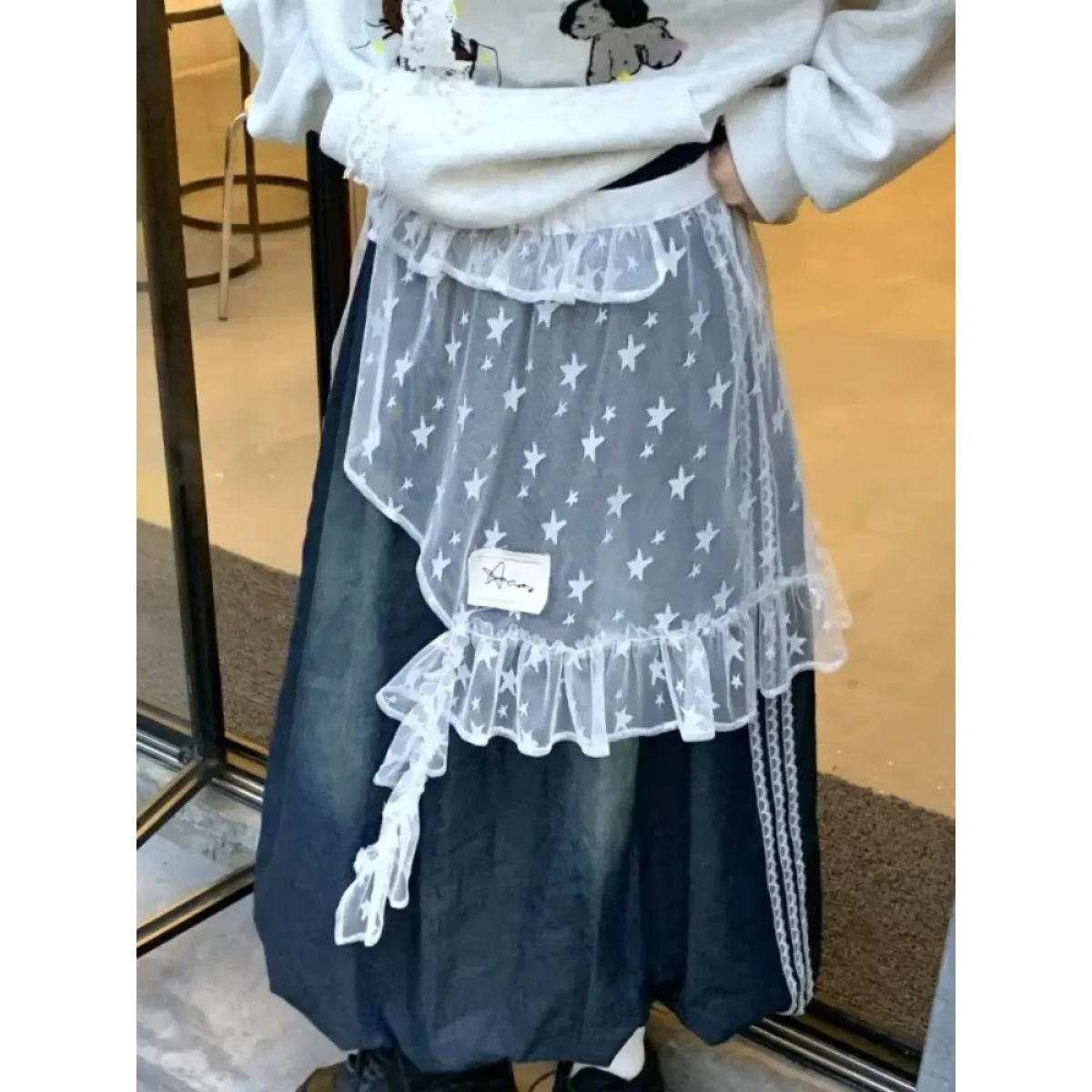 Fairy Kei Star Mesh Ruffle Skirt - Bottoms - Skirts - 5