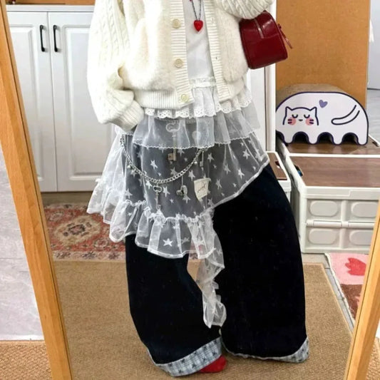 Fairy Kei Star Mesh Ruffle Skirt - Bottoms - Skirts - 7