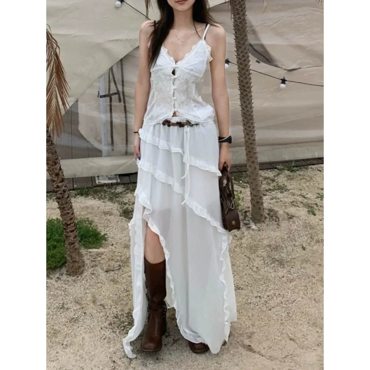 Fairy Kei Asymmetrical Ruffle Tulle Skirt - Bottoms - Skirts - 1