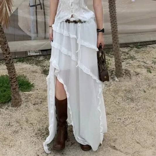 Fairy Kei Asymmetrical Ruffle Tulle Skirt - Bottoms - Skirts - 7