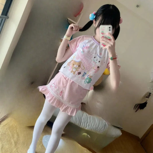 Kawaii Cartoon Print Short Sleeve Shirt - T-Shirts - T-Shirts - 2