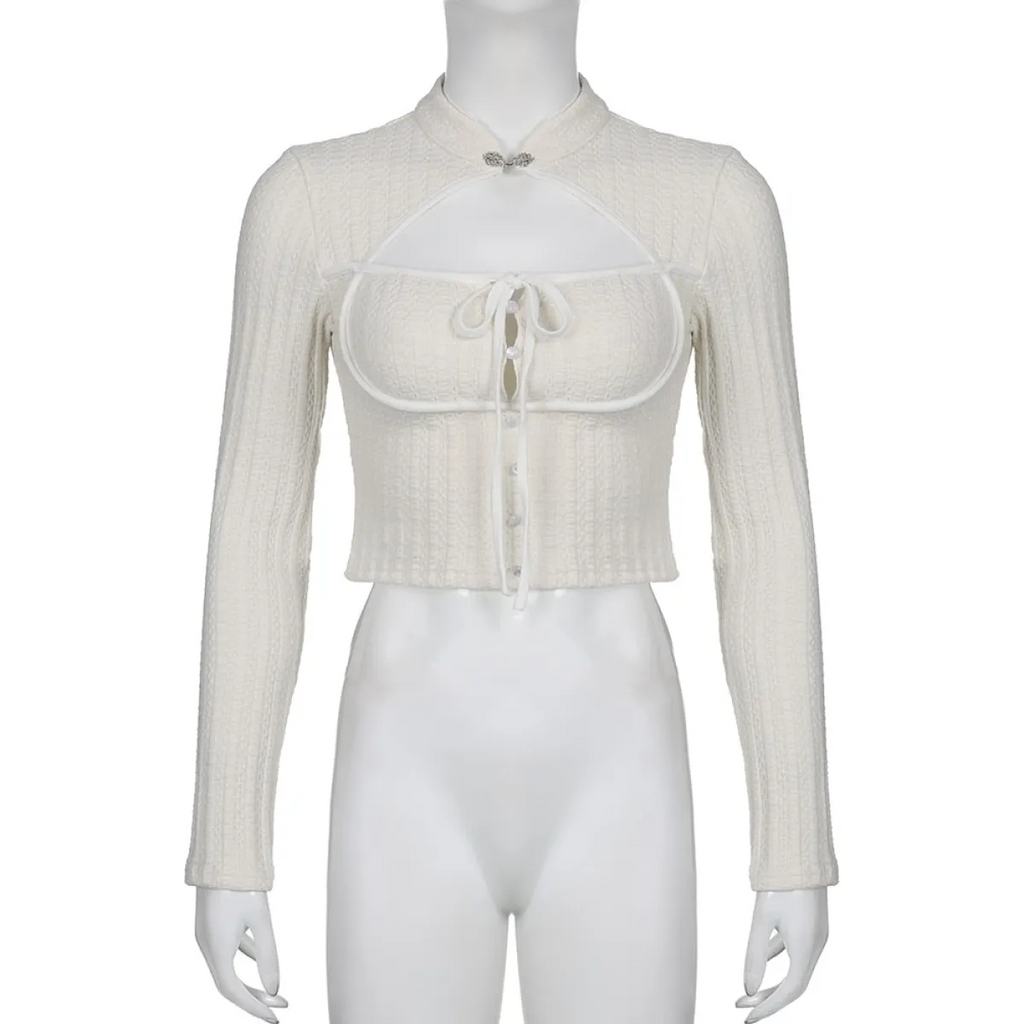 Elegant Button Crop Top - T-Shirts - 6