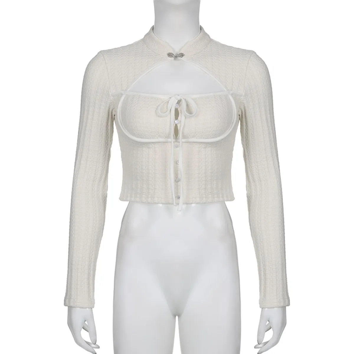 Elegant Button Crop Top - T-Shirts - 6