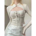 Elegant Button Crop Top - T-Shirts - 2