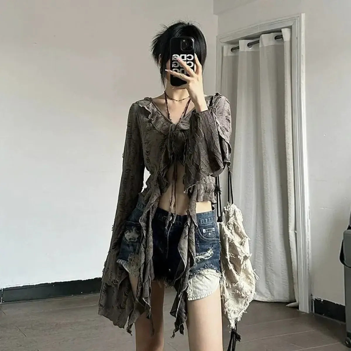 Fairycore Ruffle Lace Up Cardigan - Women’s Clothing & Accessories - Cardigans - 4