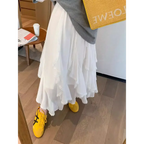 Fairycore Ruffle Layered White Midi Skirt - Bottoms - Skirts - 1