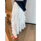 Fairycore Ruffle Layered White Midi Skirt - Bottoms - Skirts - 6