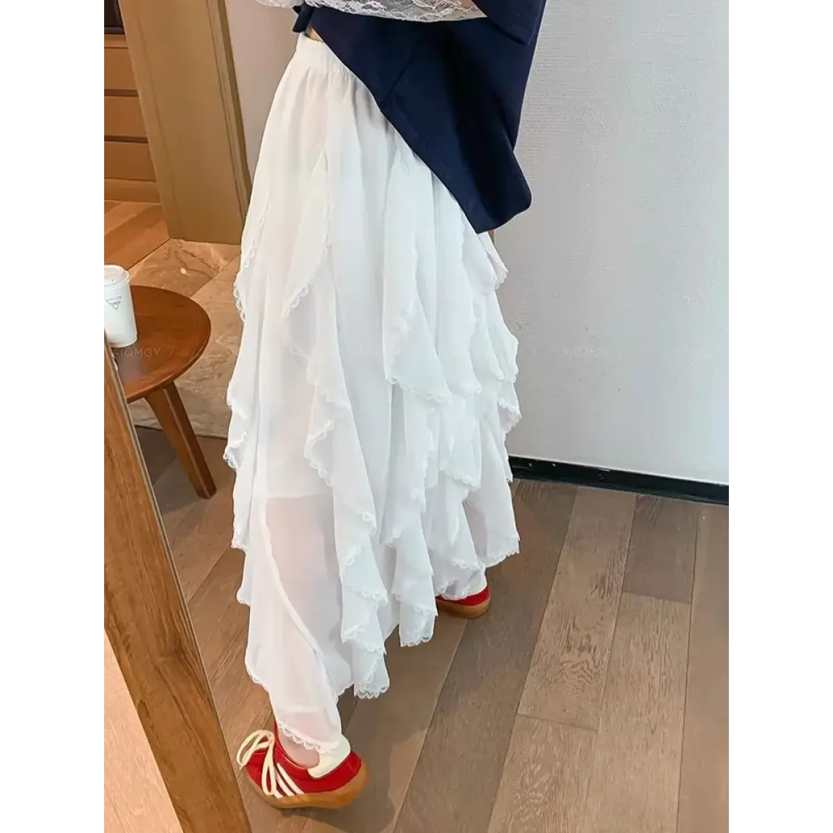 Fairycore Ruffle Layered White Midi Skirt - Bottoms - Skirts - 6