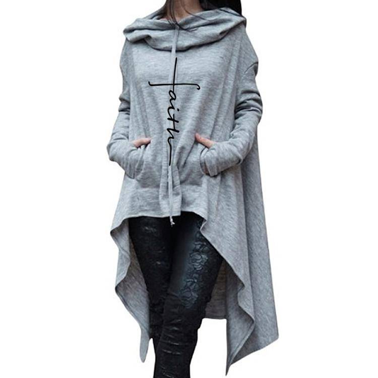 Faith Printed Hoodie - Gray / XL - Women’s Clothing & Accessories - Shirts & Tops - 16 - 2024