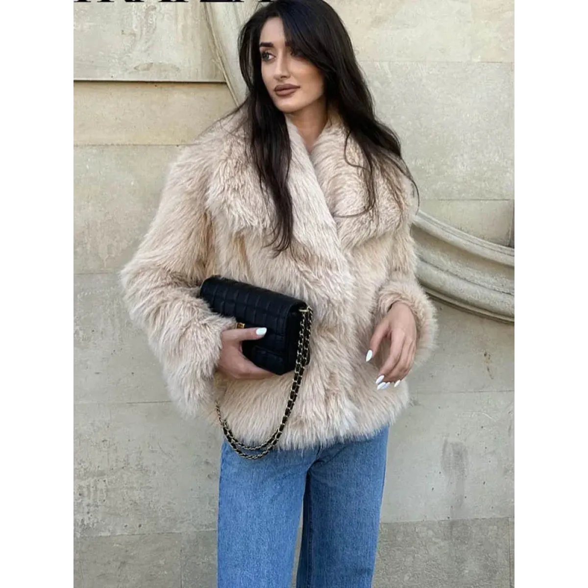 Cropped Faux Fur Snap-Front Jacket - Women’s Clothing & Accessories - Jacket - 3