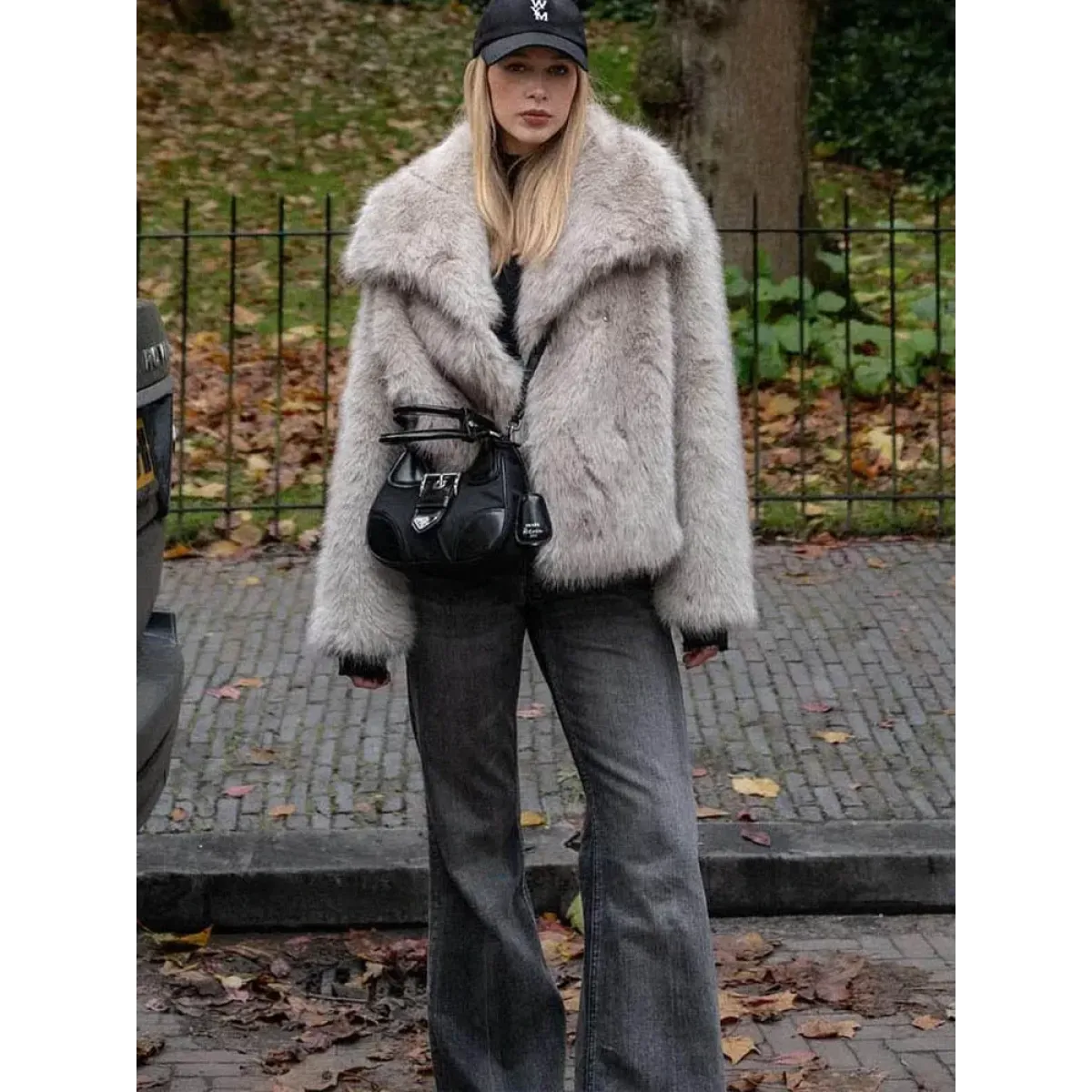 Cropped Faux Fur Snap-Front Jacket - Women’s Clothing & Accessories - Jacket - 7