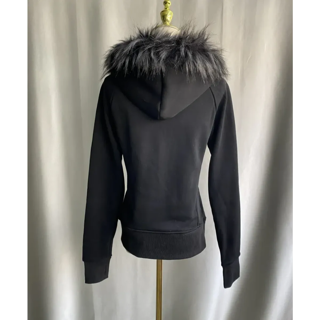 Black Gothic Grunge Fur Hooded Jacket - Women’s Clothing & Accessories - Long - Hooded - Women’s Hoodies - 6