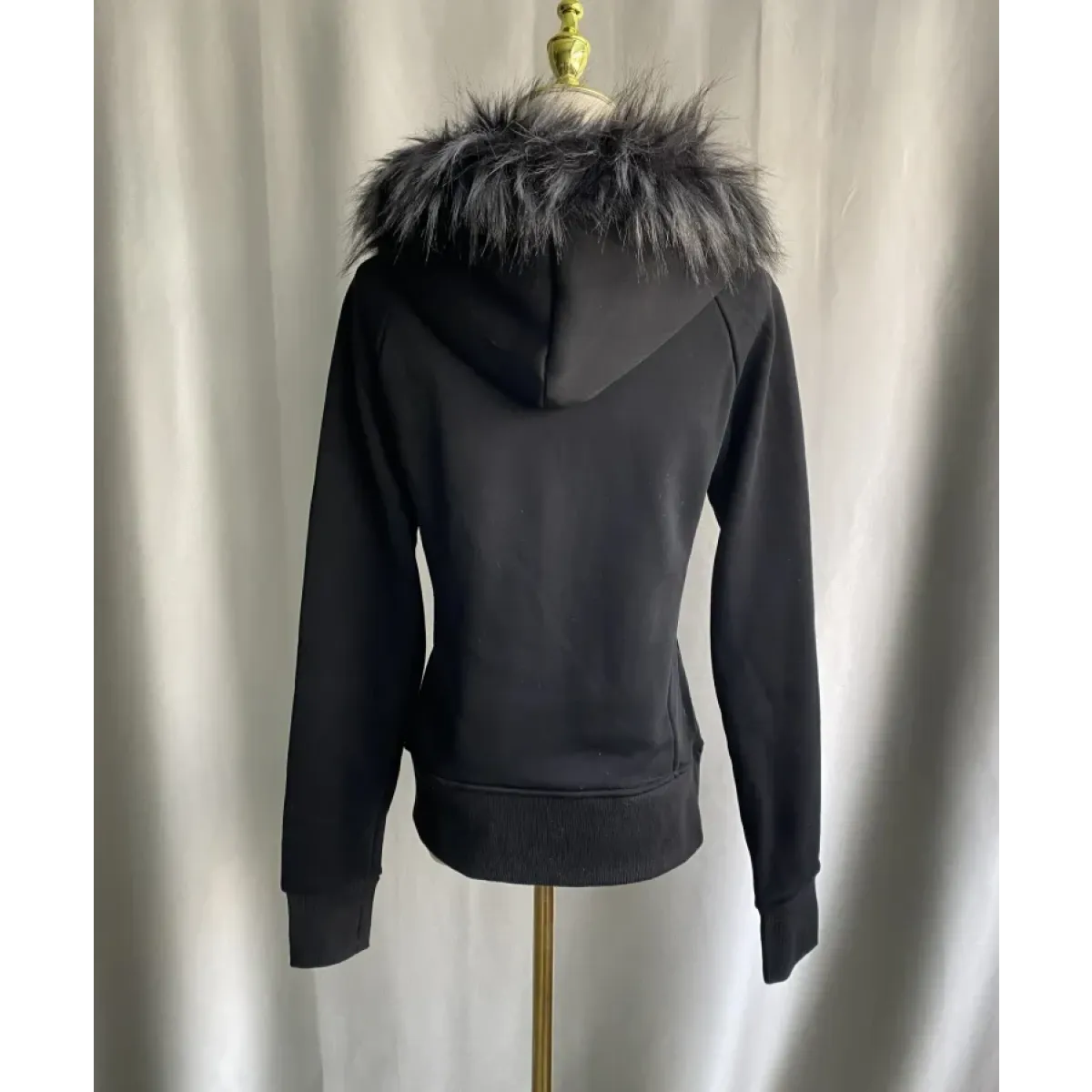 Black Gothic Grunge Fur Hooded Jacket - Women’s Clothing & Accessories - Long - Hooded - Women’s Hoodies - 6