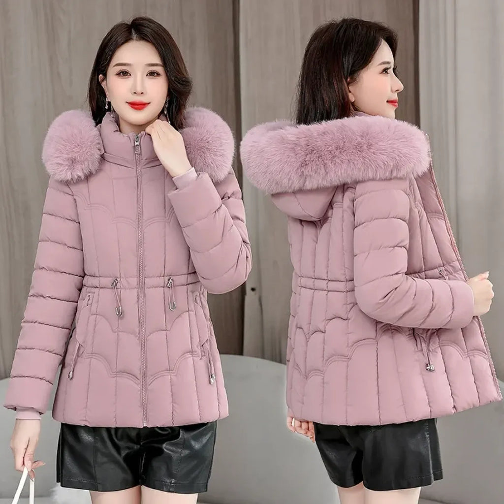 Pink Faux Fur Hooded Winter Puffer Jacket - Jackets & Coats - Jacket - 1