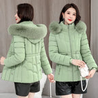 Pink Faux Fur Hooded Winter Puffer Jacket - Jackets & Coats - Jacket - 4