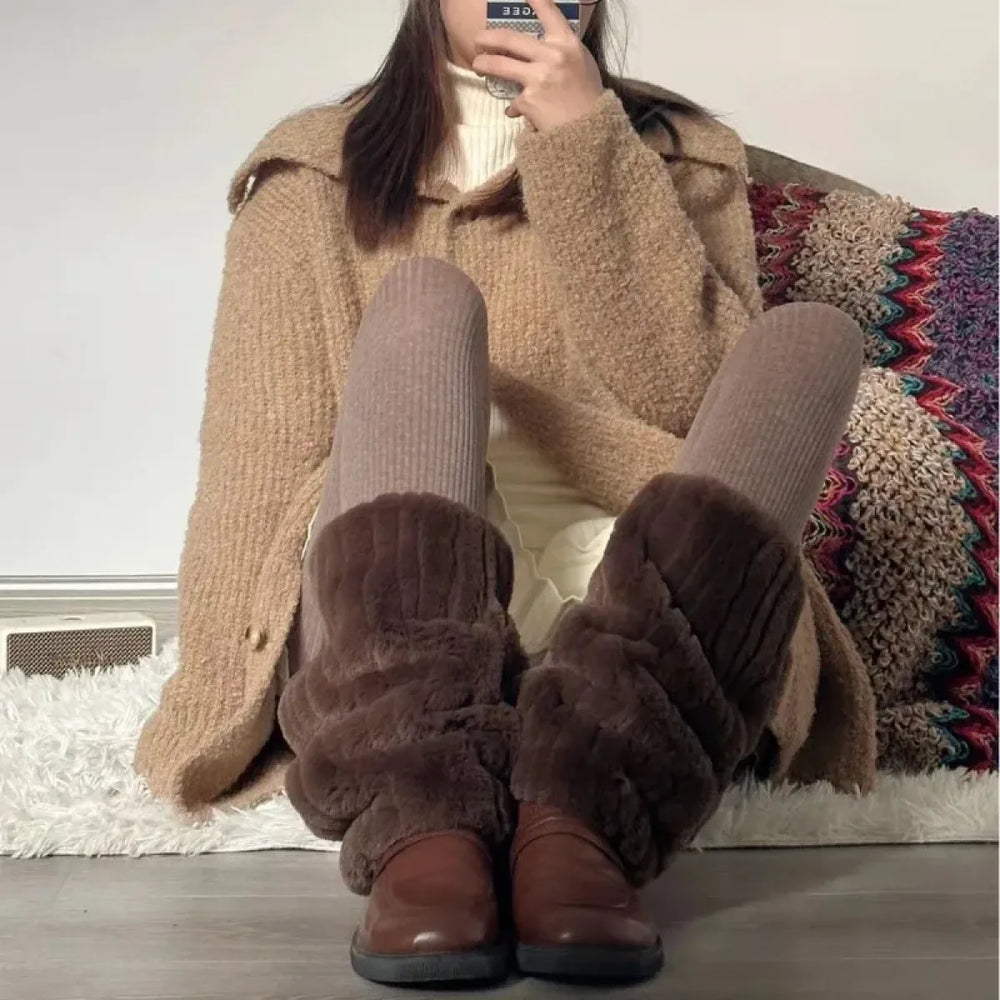 Faux Fur Leg Warmers – Harajuku Plush Lolita Boot Covers - Harajuku Style - Leg Warmers - 1