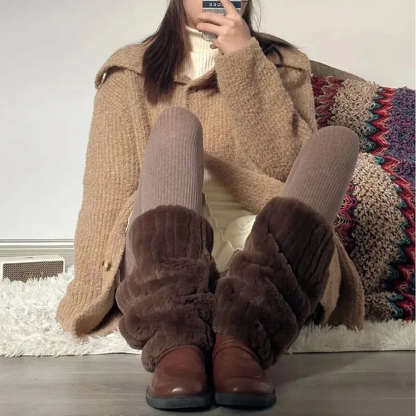 Faux Fur Leg Warmers – Harajuku Plush Lolita Boot Covers - Harajuku Style - Leg Warmers - 1