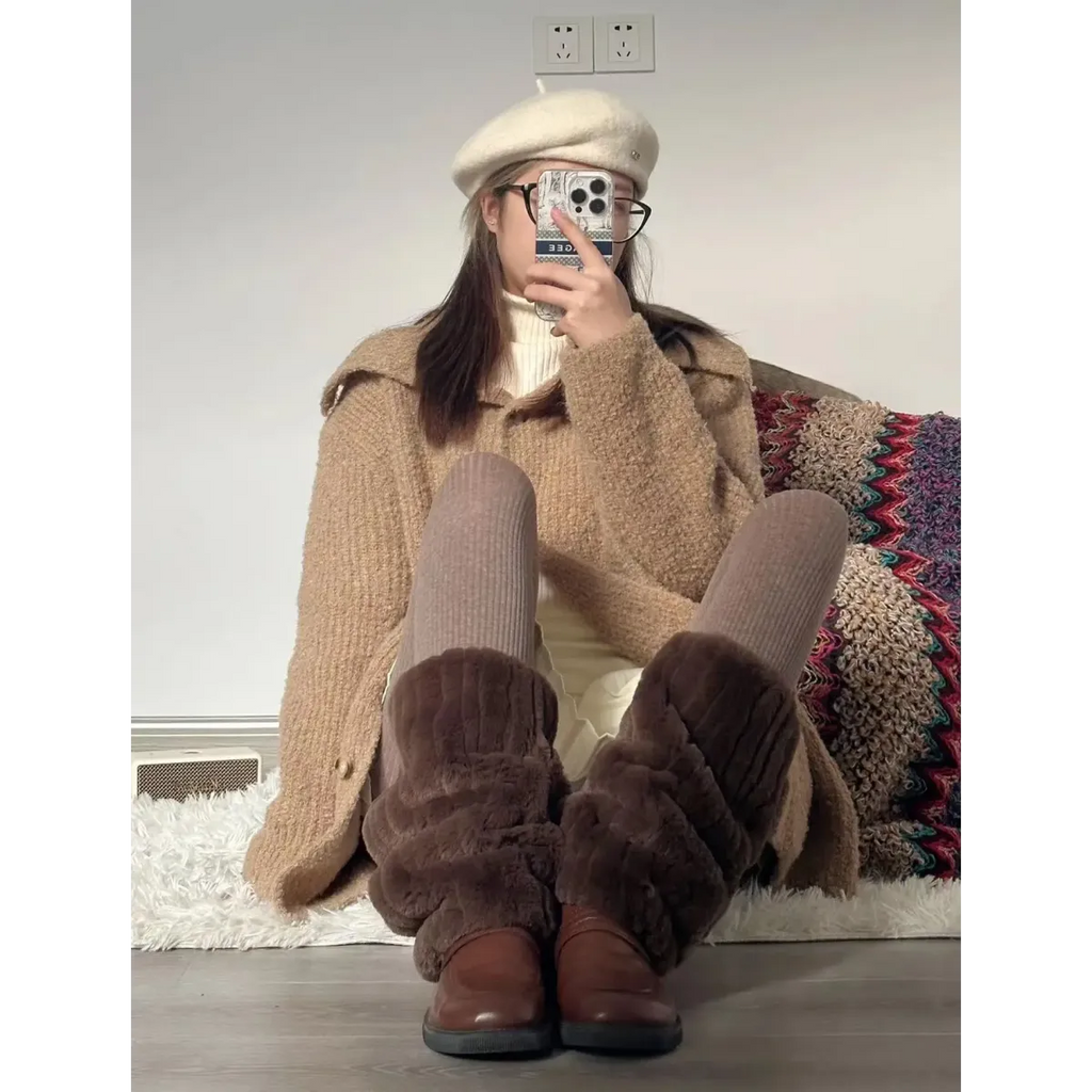 Faux Fur Leg Warmers – Harajuku Plush Lolita Boot Covers - Harajuku Style - Leg Warmers - 10
