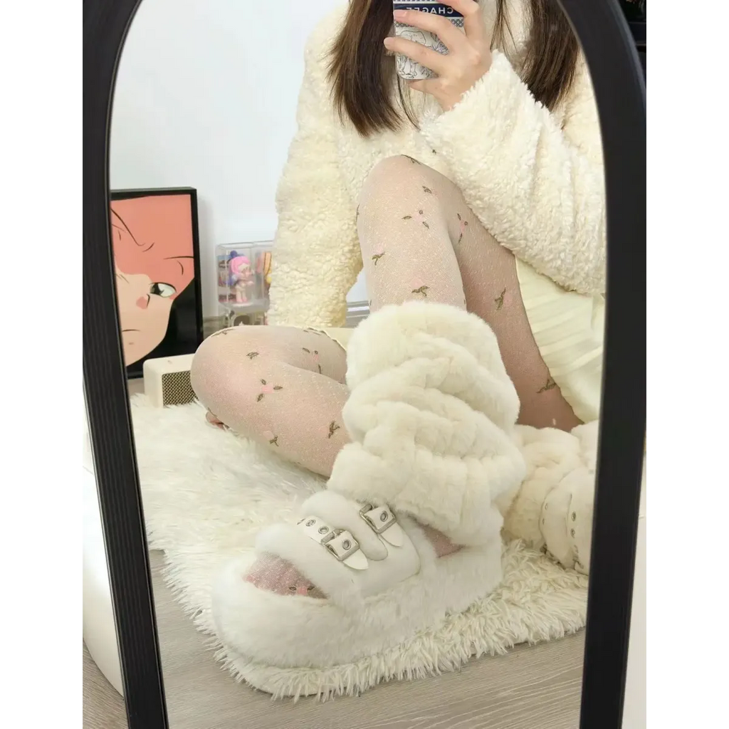 Faux Fur Leg Warmers – Harajuku Plush Lolita Boot Covers - Harajuku Style - Leg Warmers - 9