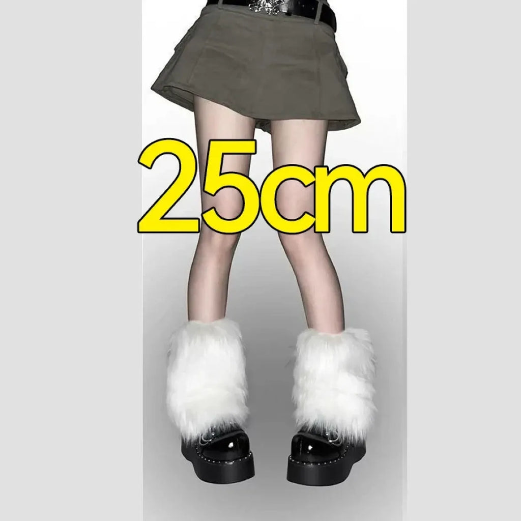 Faux Fur Plush Leg Warmers – Harajuku Winter Style - Harajuku Style - Accessory - 7