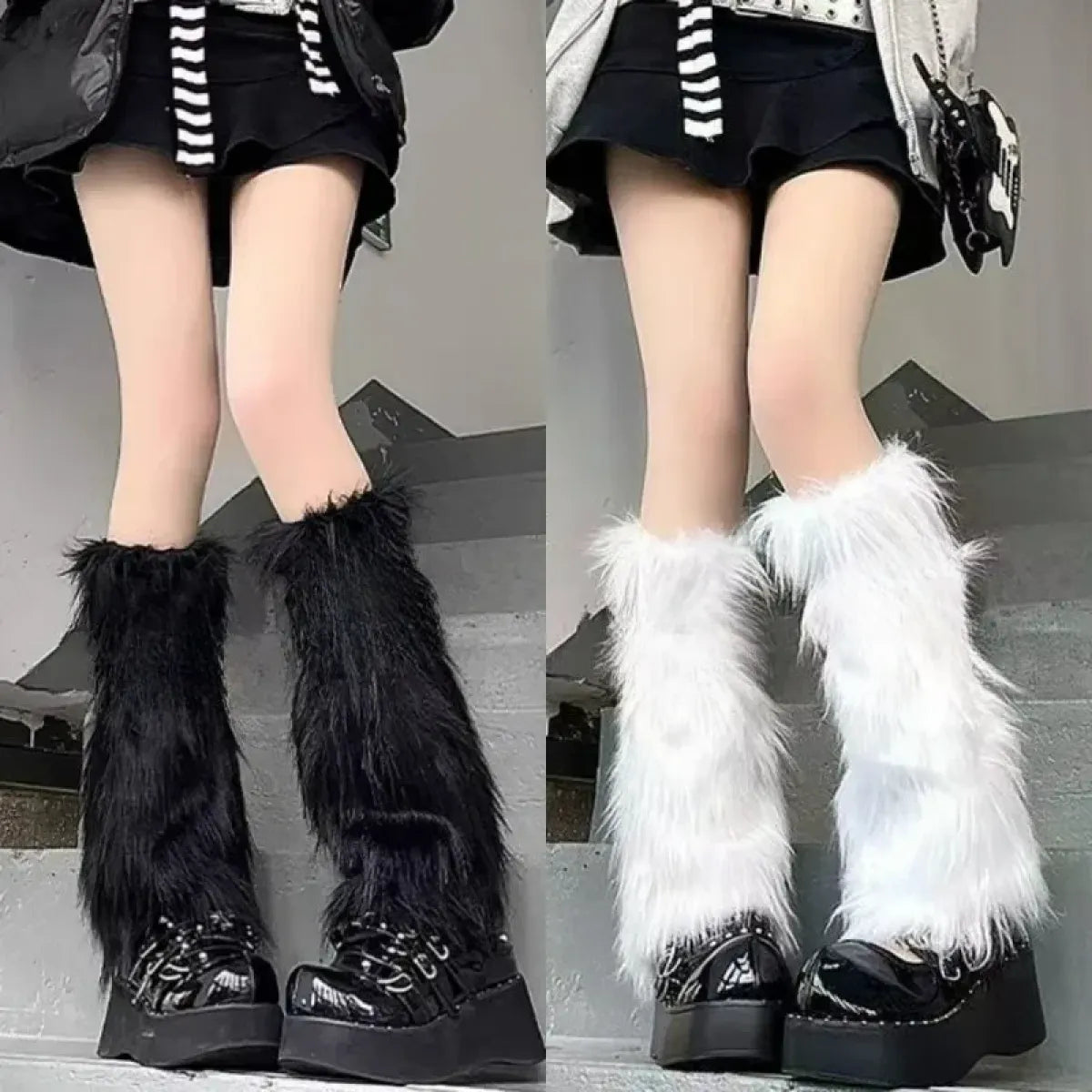 Faux Fur Plush Leg Warmers – Harajuku Winter Style - Harajuku Style - Accessory - 2