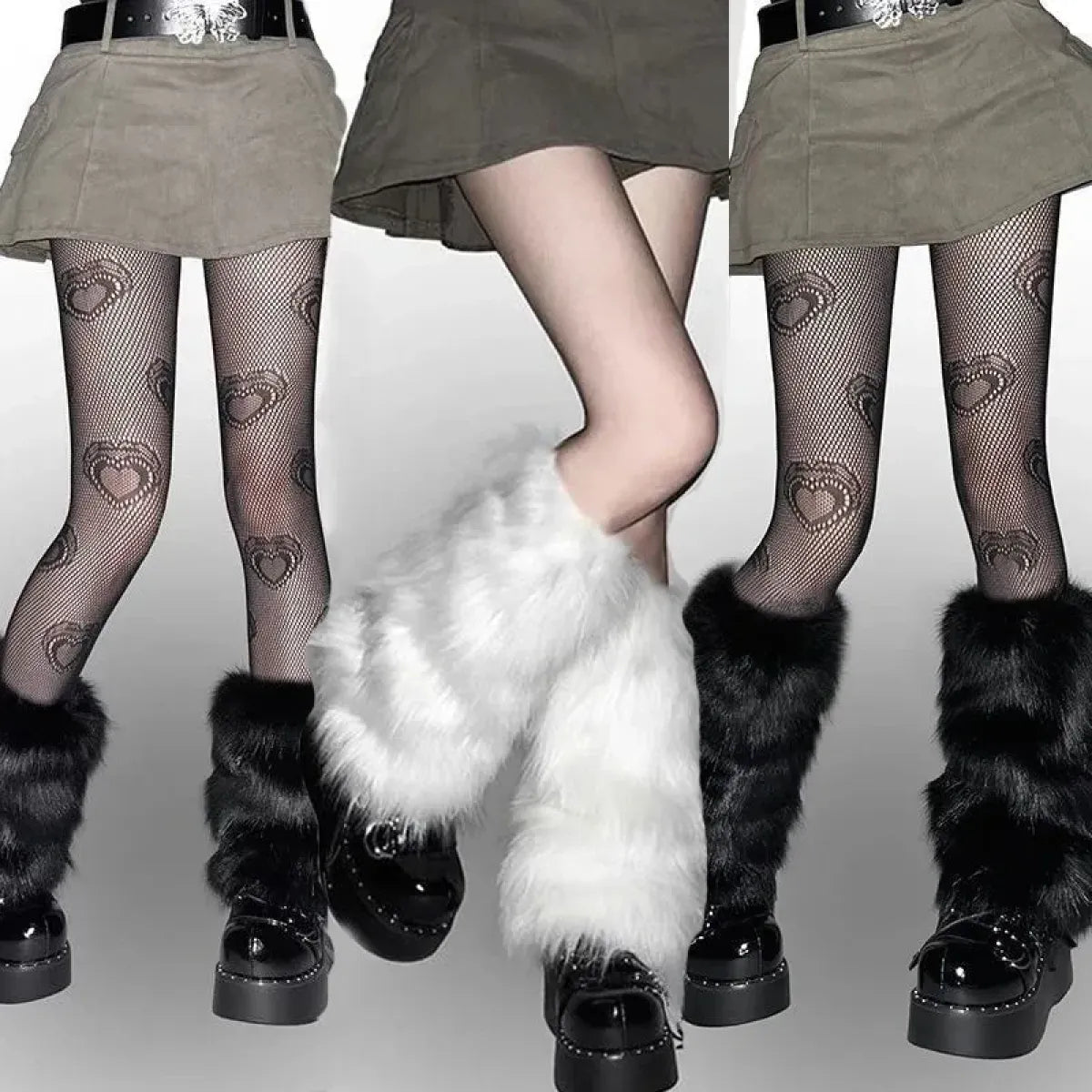 Faux Fur Plush Leg Warmers – Harajuku Winter Style - Harajuku Style - Accessory - 1