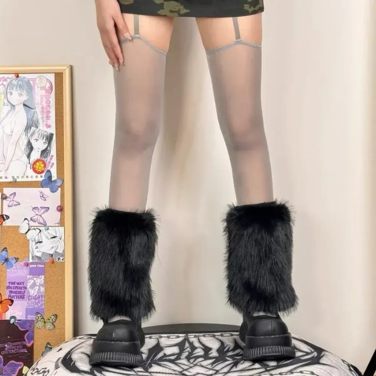 Faux Fur Plush Leg Warmers – Harajuku Winter Style - Harajuku Style - Accessory - 5