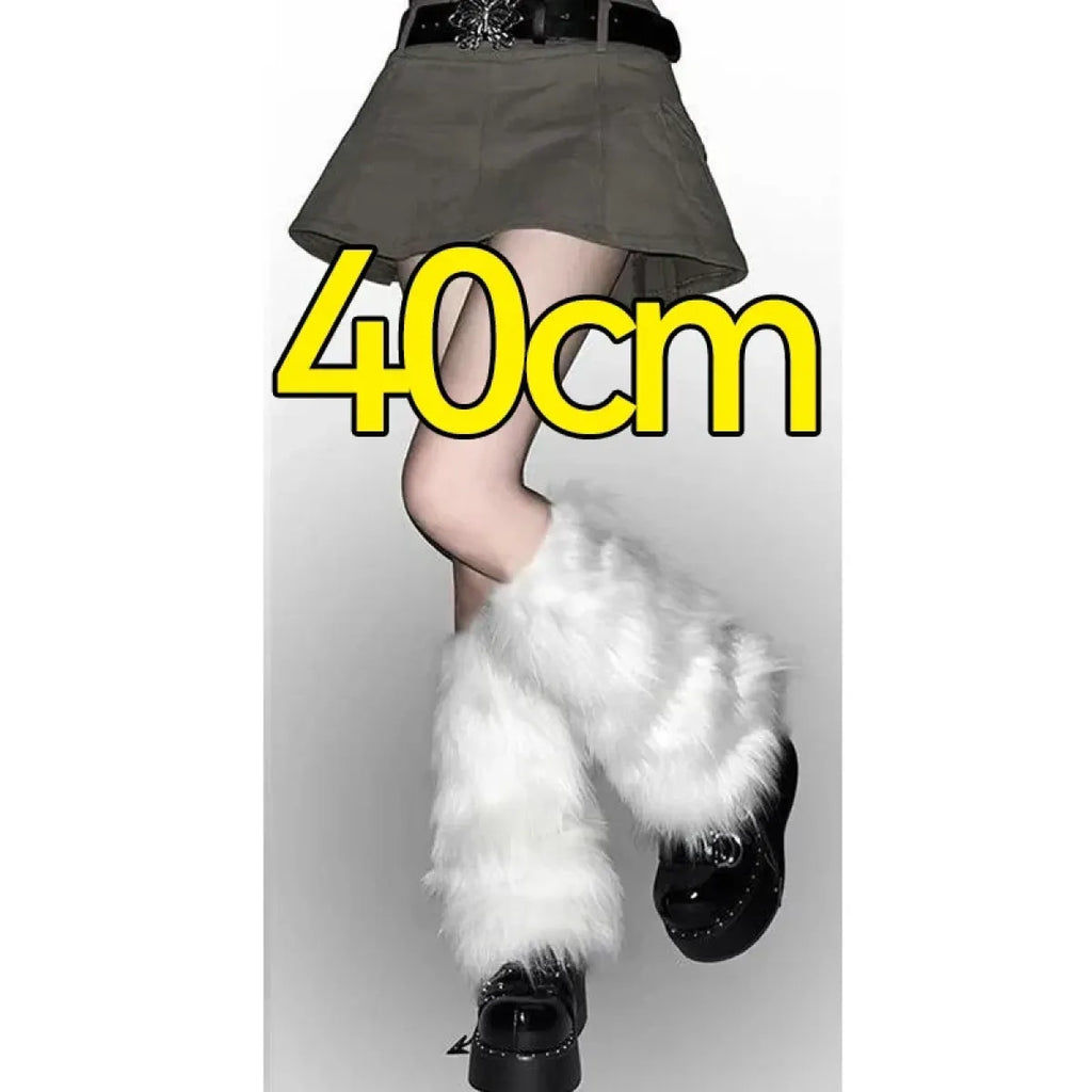 Faux Fur Plush Leg Warmers – Harajuku Winter Style - Harajuku Style - Accessory - 11