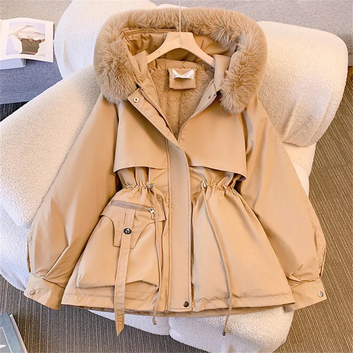 Korean Hooded Drawstring Padded Winter Parka - Harajuku Style - Jacket - 1
